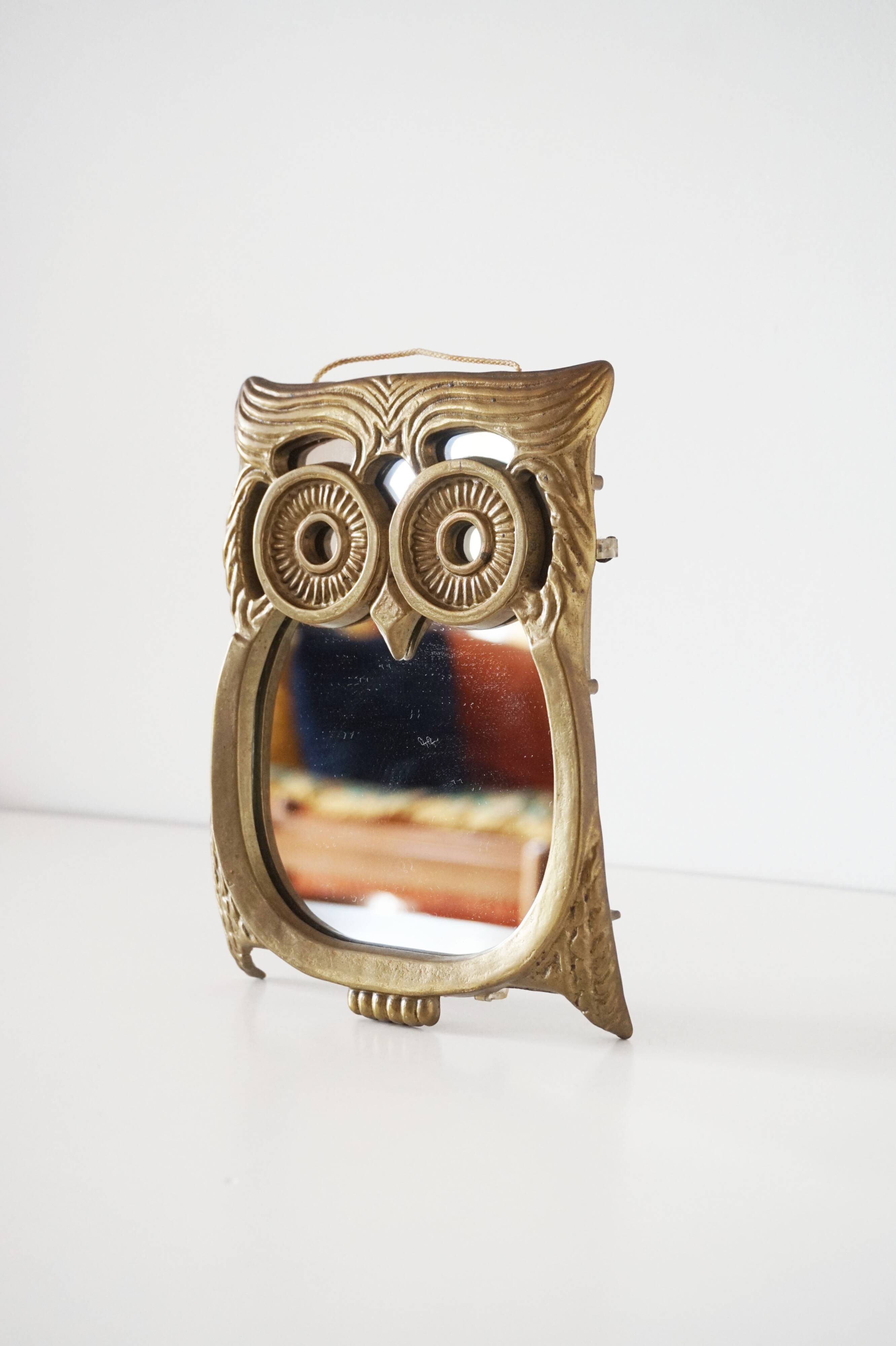 Brass owl mirror