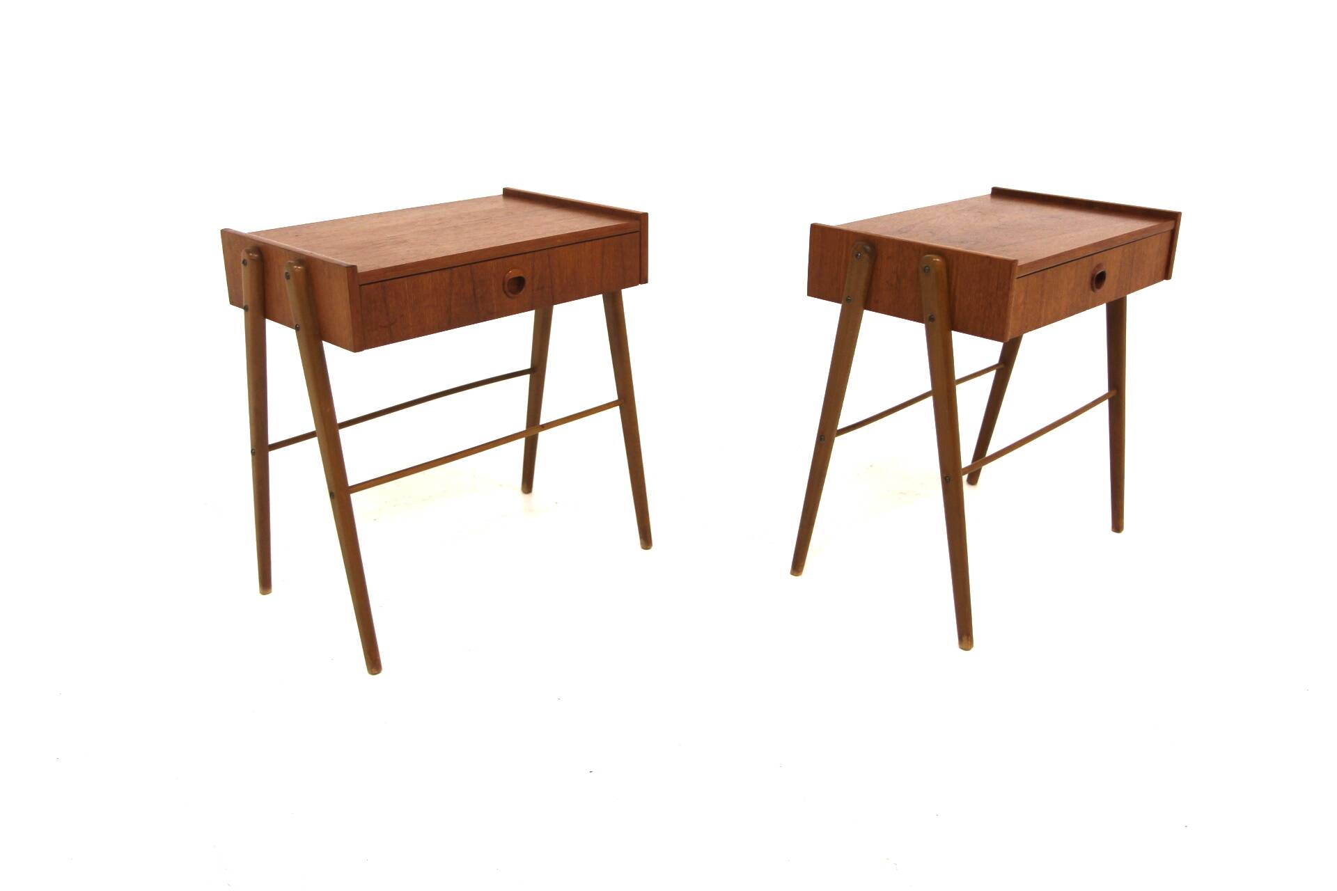 Set of 2 Scandinavian teak bedside tables, Carlström, Sweden, 1960