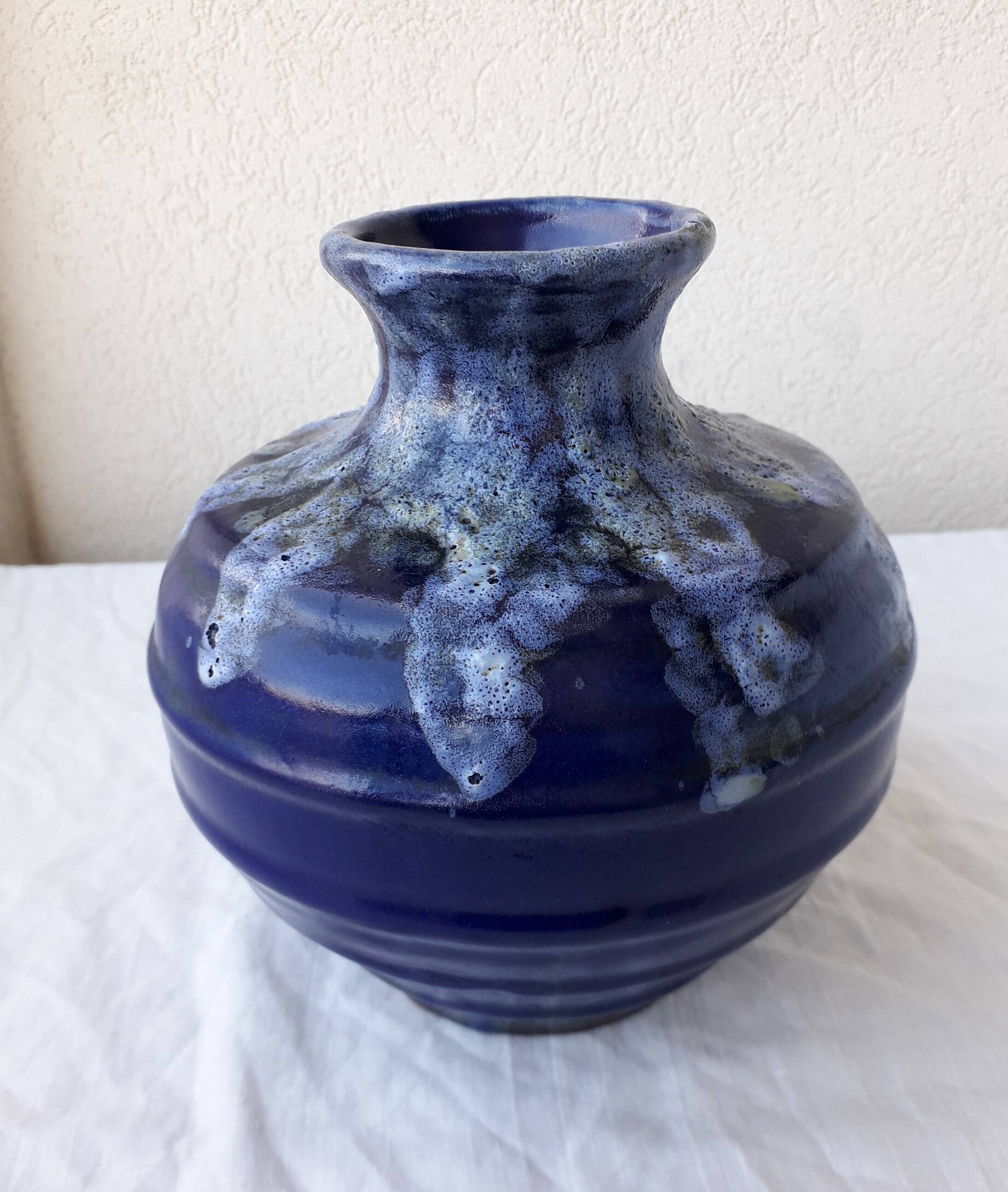 Blue stoneware vase