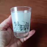 6 vintage water glasses, means of transport, France
