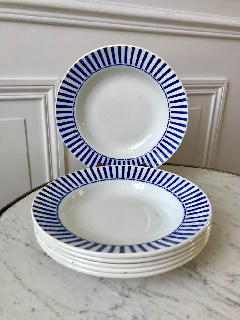 Lot of 6 hollow plates digoin sarreguemines model "monique" 30s