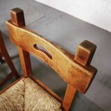 Set of six brutalist, rustic dining chairs