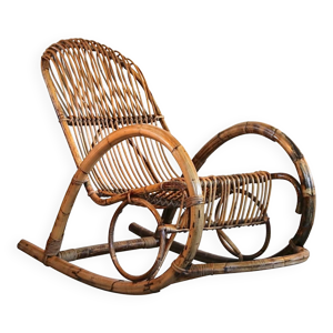 Rocking chair en bambou et rotin,