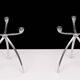 Pair aluminum 3 arms spider candle sticks de bijenkorf 1970s