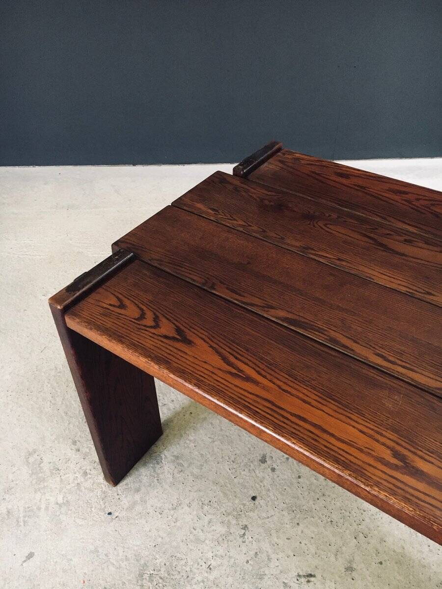 Constructivist Oak Dining Table, Belgium, 1960s