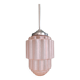 Art Deco Skyscraper pendant light in pink cracked glass