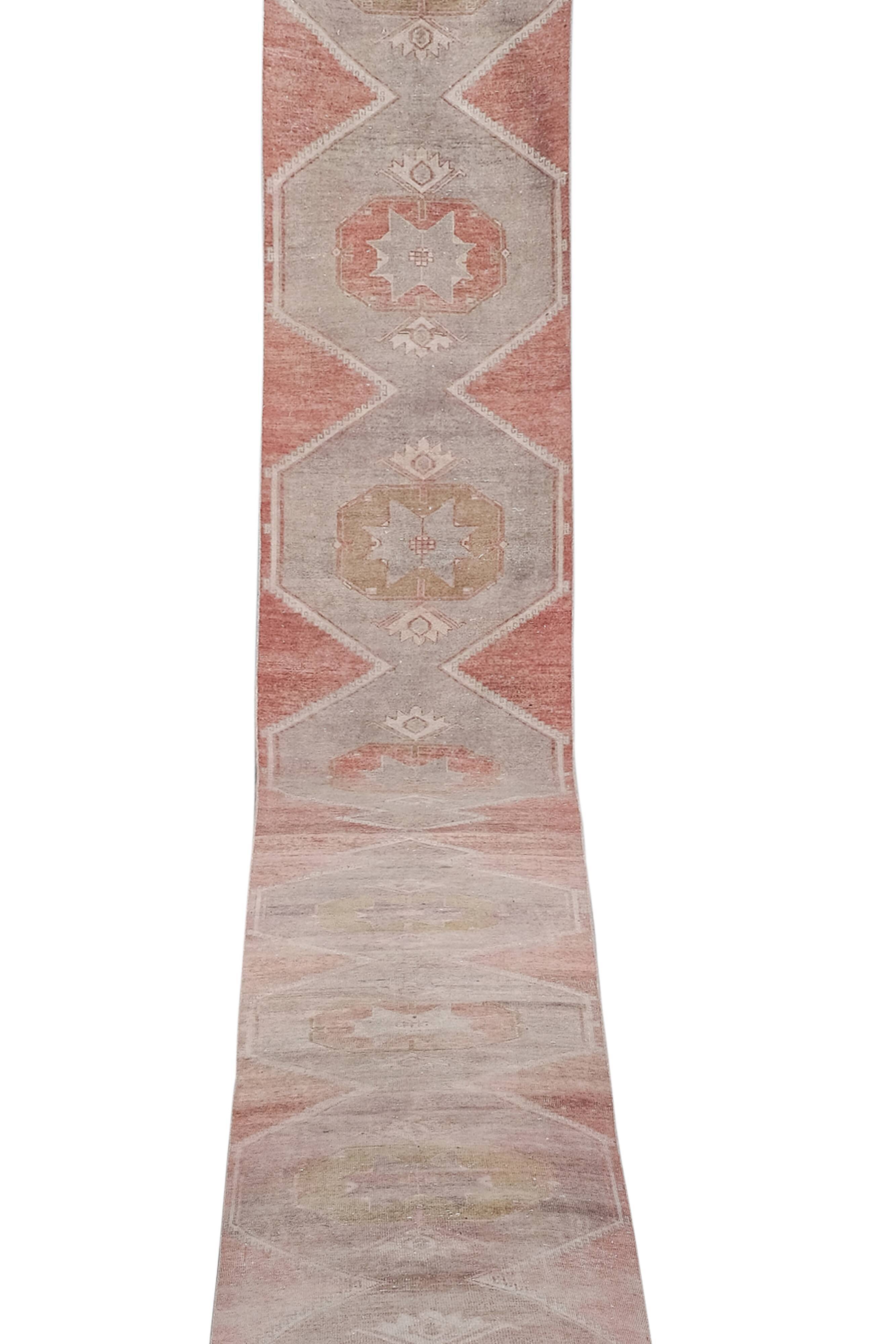 Vintage Turkish rug from Oushak, hand-woven 81x770 cm