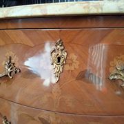 Commode ancien Louis XV marqueterie plateau marbre