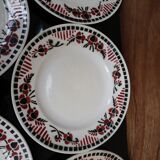 5 Assiettes plates Terre de Fer modèle "Damas" Moulin des Loups et Hamage