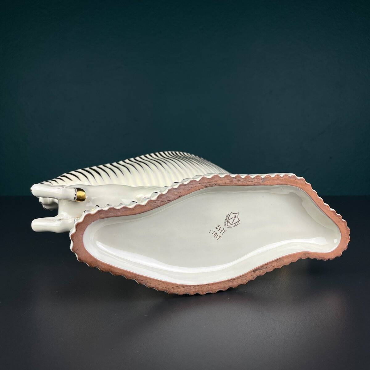 Antique ceramic vase with horses by Egisto Fantechi Maioliche Ceramic, Sesto Fiorentino, Italy, 1940s.