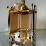 Scandinavian vintage lamp in brass & amber colored glass