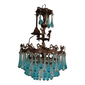 Blue drops chandelier (Murano)