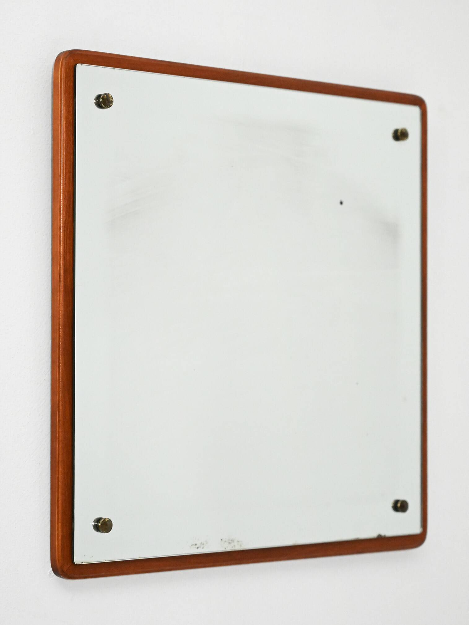 Scandinavian square teak mirror from the 1960s–70s