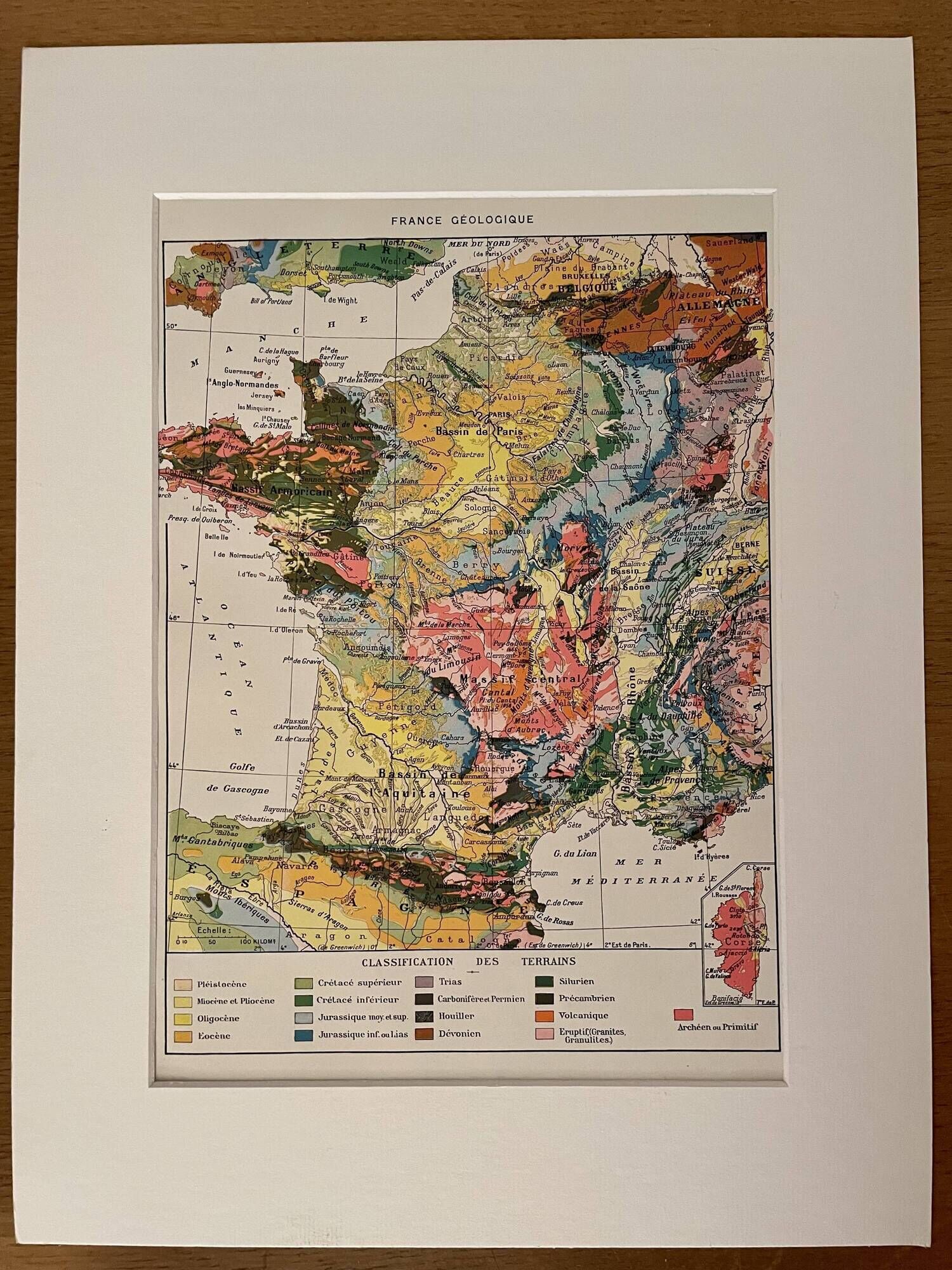 Old geological France map - 1930