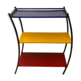 Vintage tri-color metal shelving unit