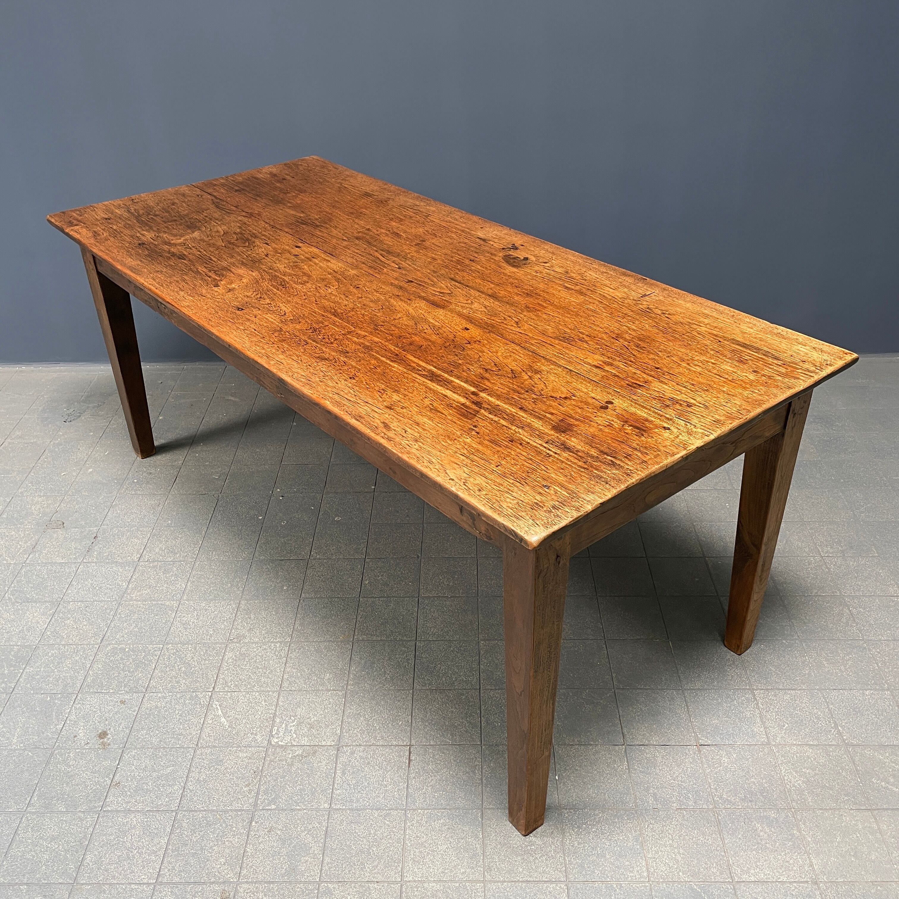 Rustic french farmhouse dining table made of oak and elm