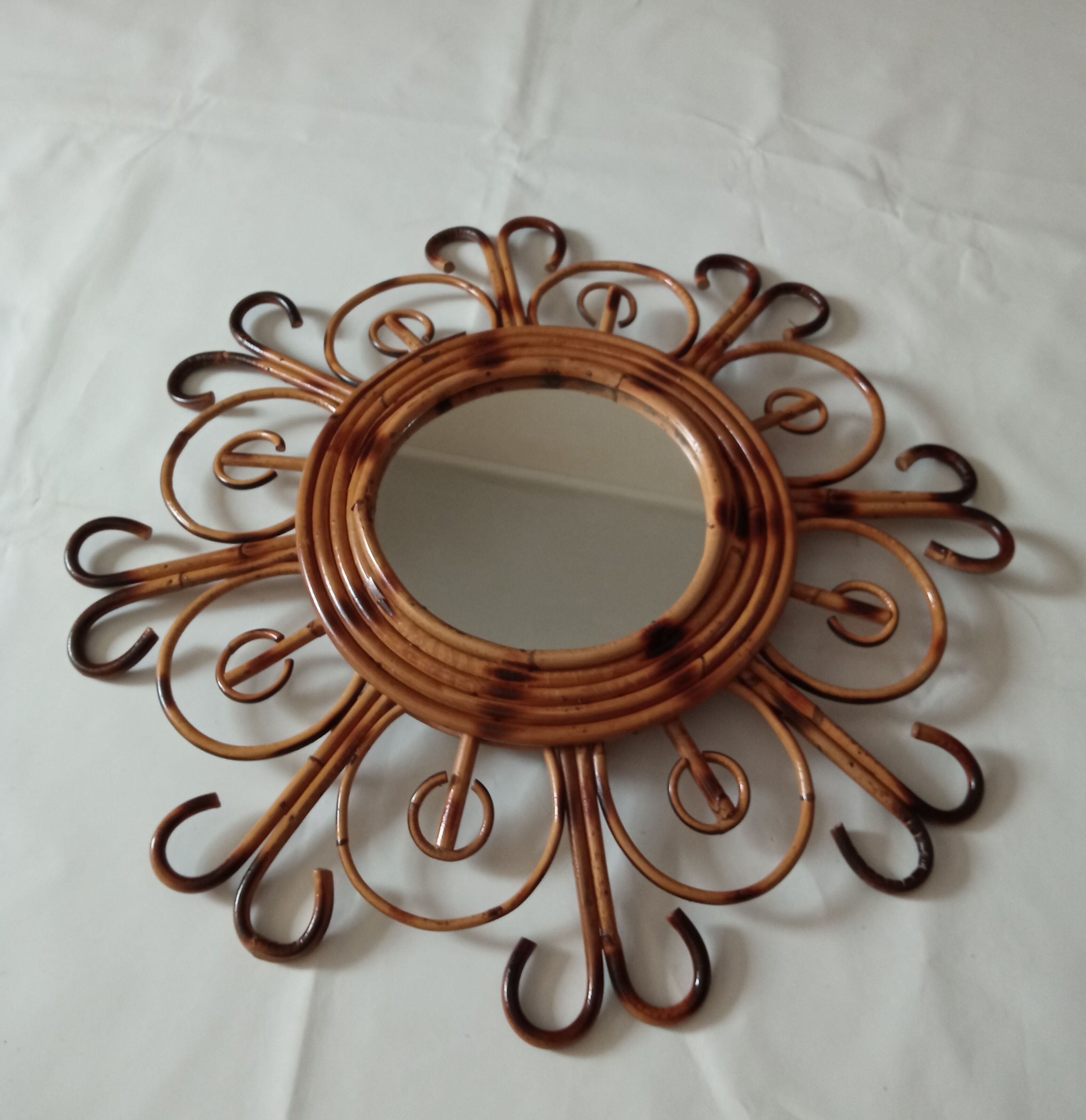 Vintage bamboo mirror 55cm