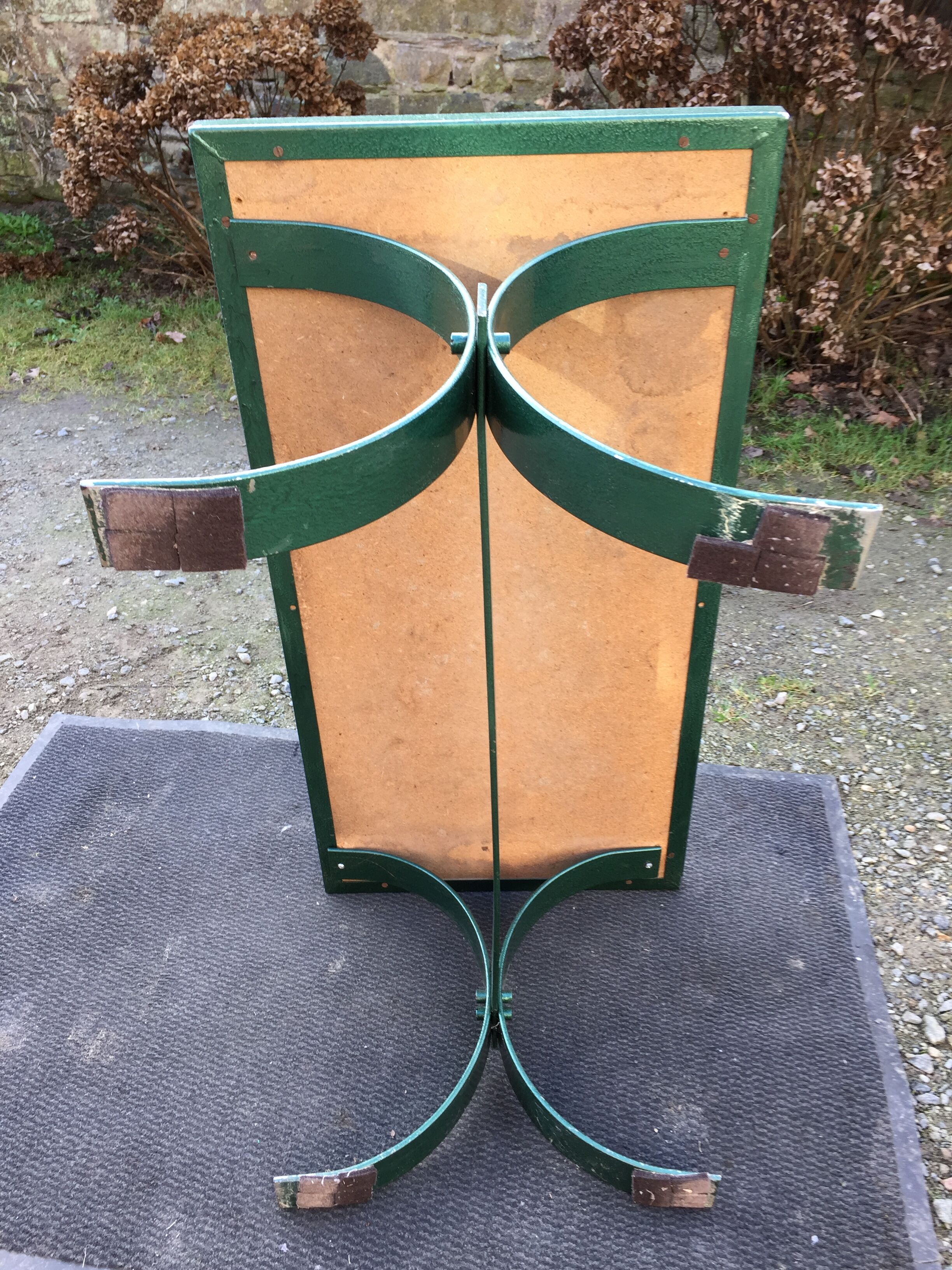 Vintage ceramic coffee table Vallauris spirit with metal x base