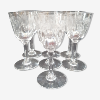 7 verres à porto en cristal de Bacccarat, Modèle Molière, Vers 1920.