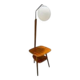 Art Deco floor lamp with milky glass and side table, Thonet, 1950s – Czechoslovakia