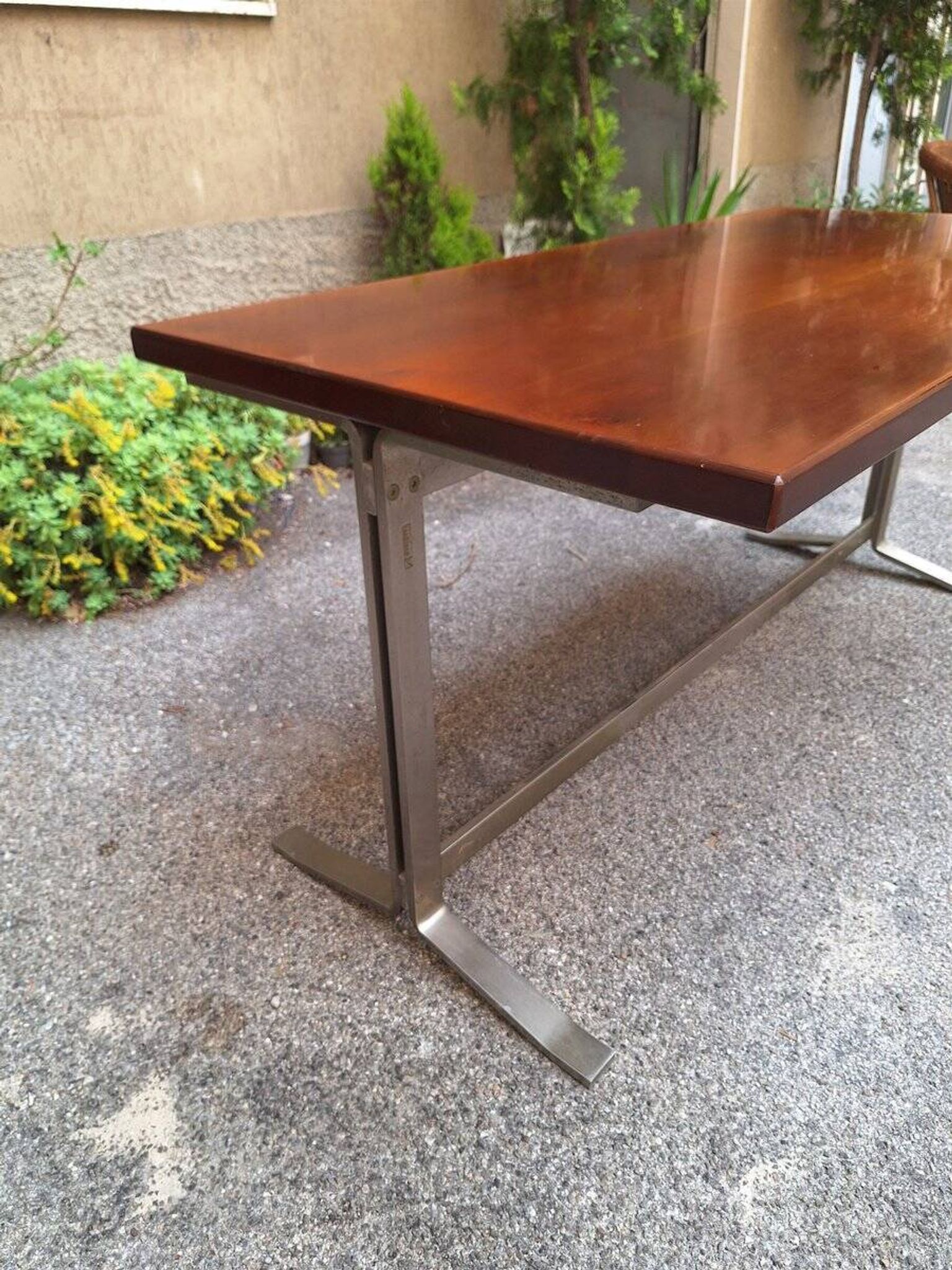 Vintage Desk Table in Wood and Chromed Metal by Gianno Moscatelli for Formanova, 1960s