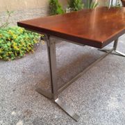 Vintage Desk Table in Wood and Chromed Metal by Gianno Moscatelli for Formanova, 1960s