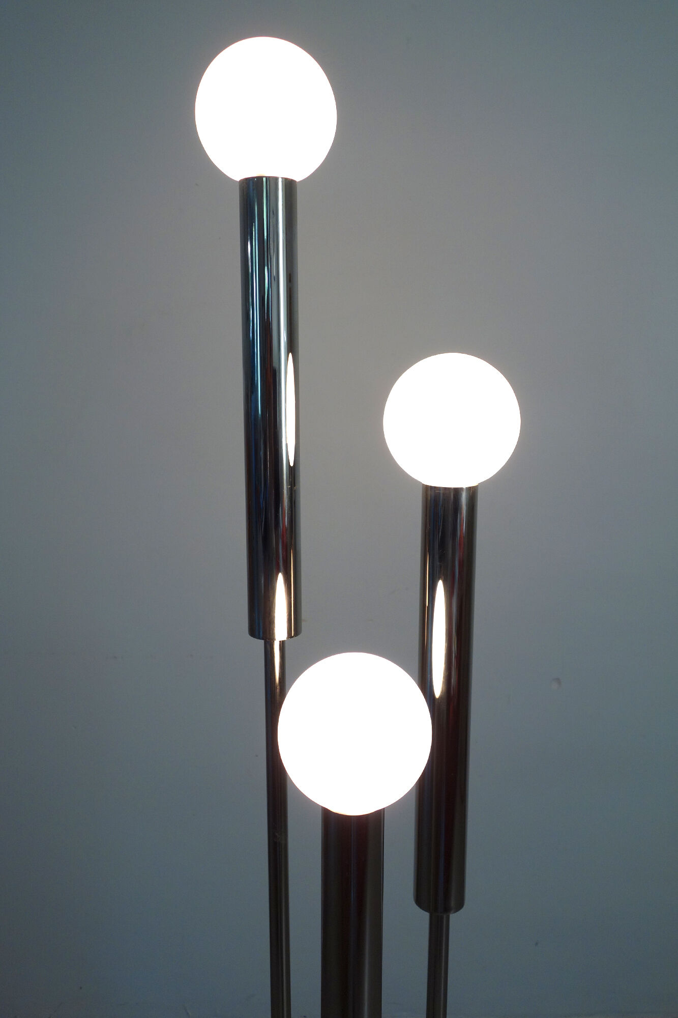 Space Age floor lamp vntage glass and chromed metal, 1970s
