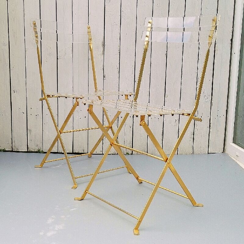 Pair of chairs in methcrylate Yonel Lebovici - Bernard Berthet (No.2)