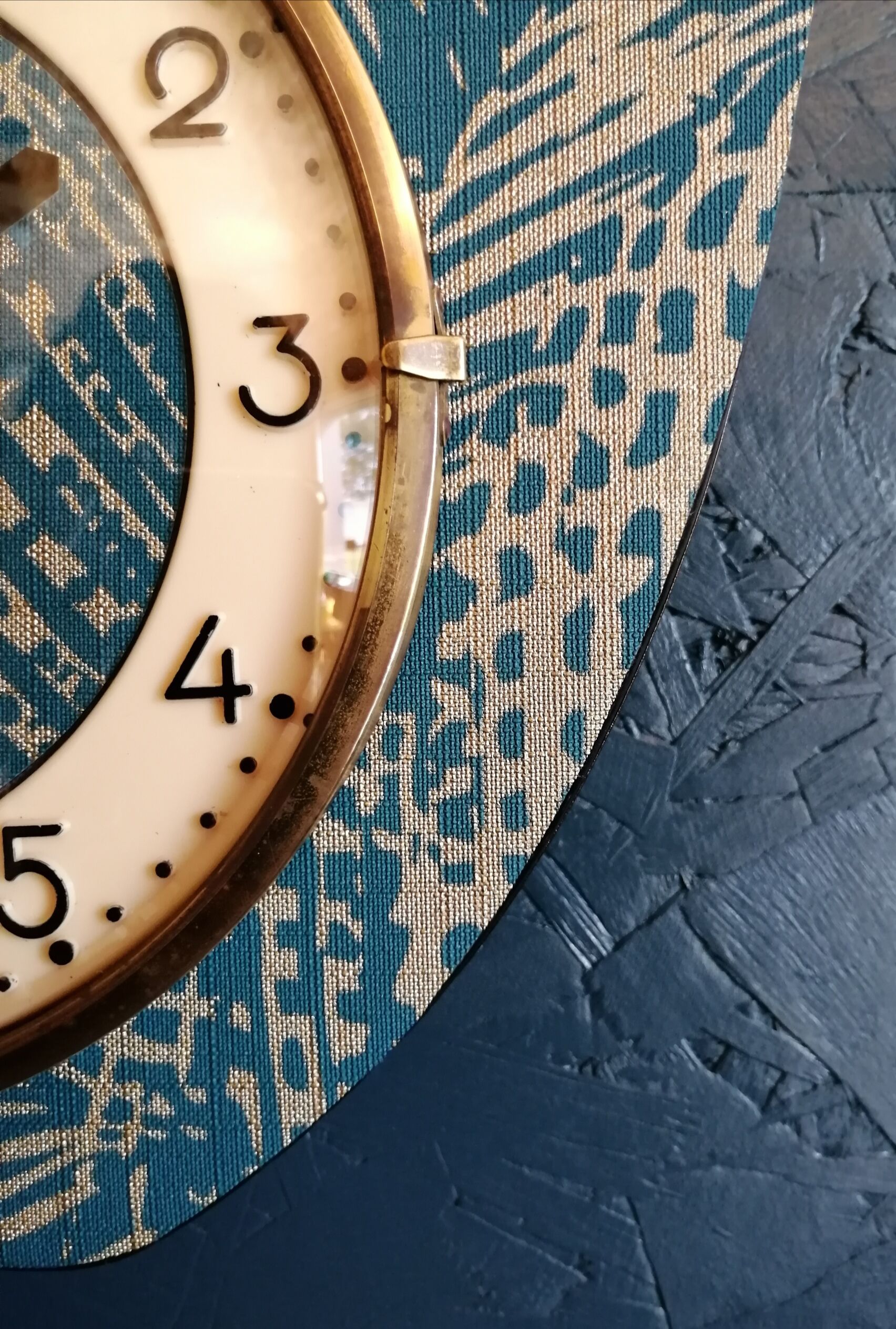 Vintage clock asymmetrical silent wall pendulum "Golden Green"