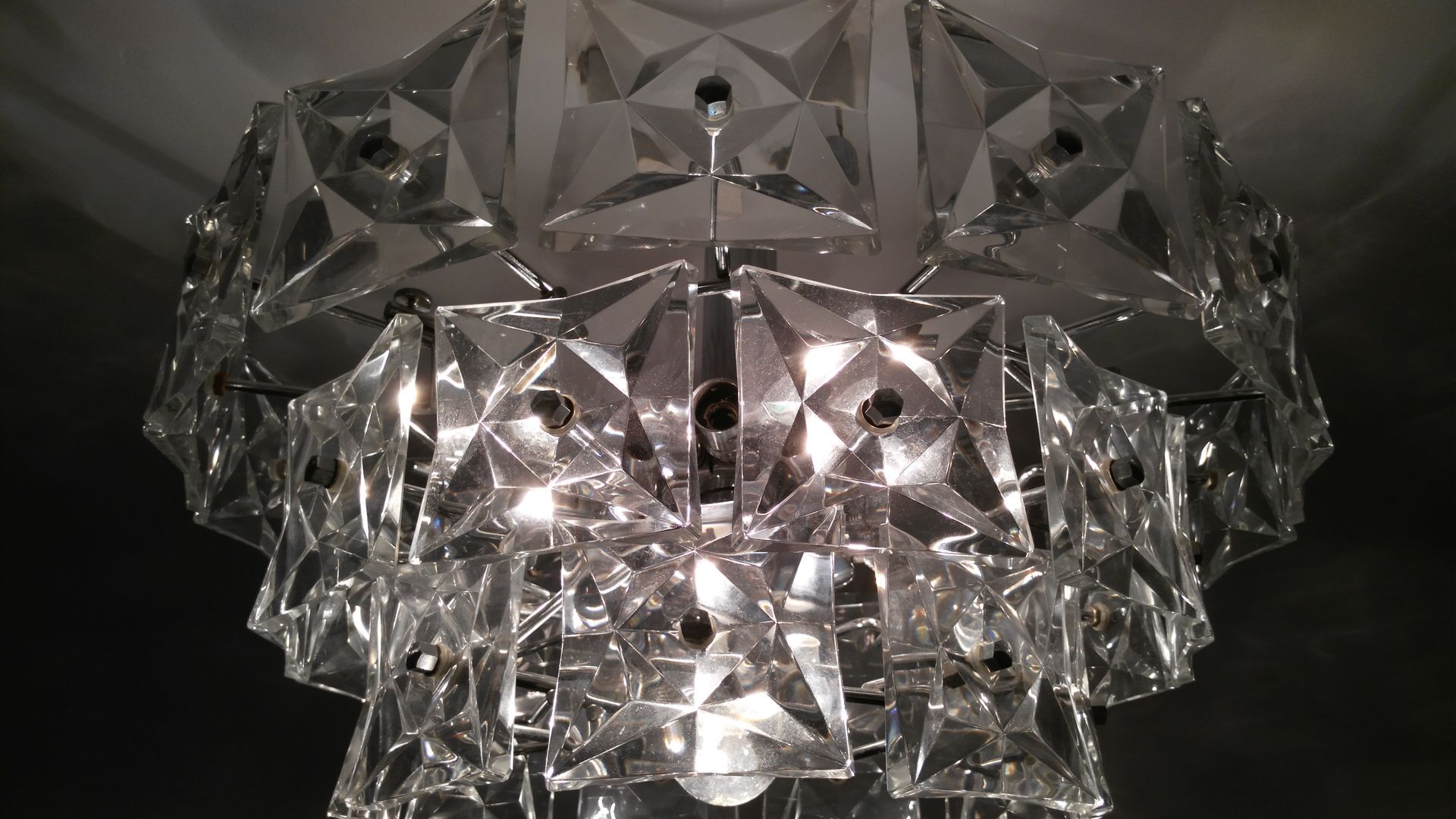 Chandelier vintage glass 1970 s