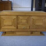 Brutalist Art Deco oak sideboard in the style of Charles Dudouyt / Gaston Poisson