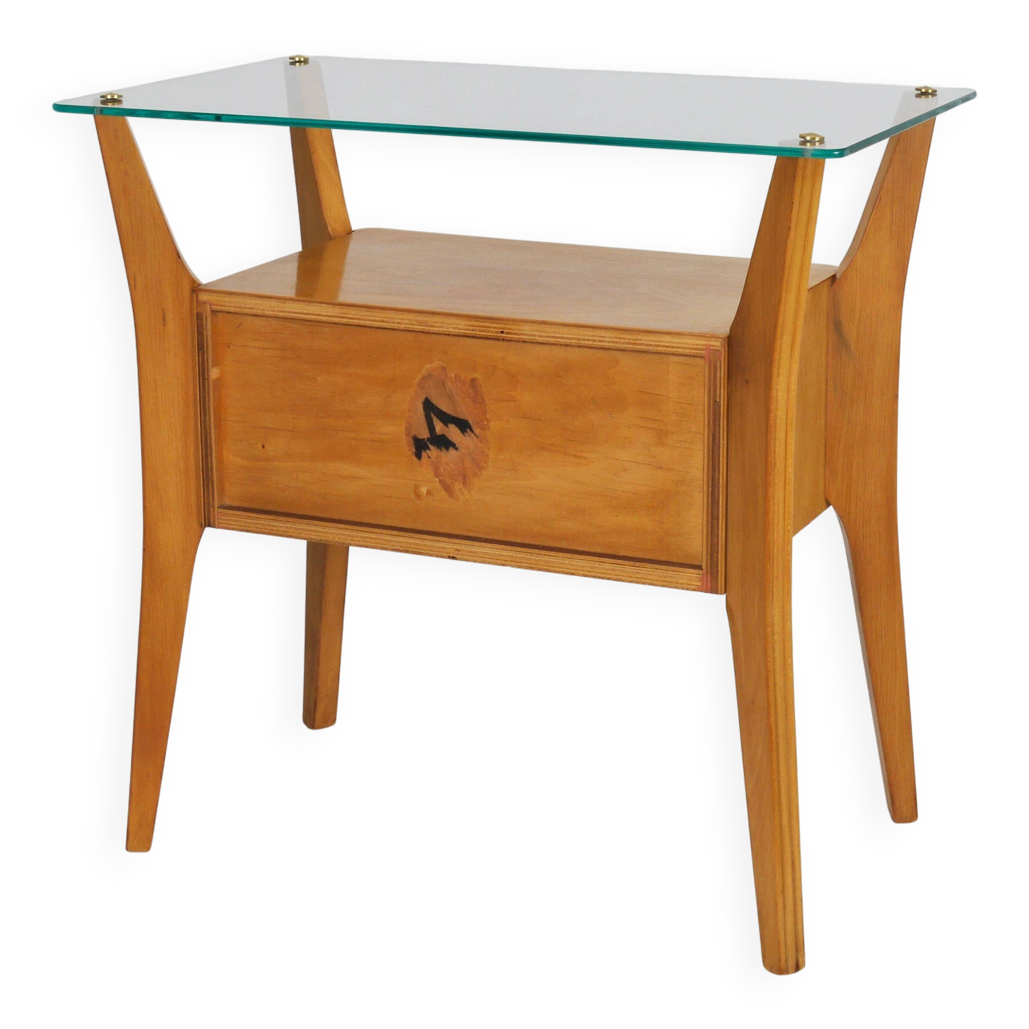 Gio Ponti bedside table in maple and walnut, La Permanente Mobili Cantù, 1940s