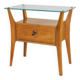 Gio Ponti bedside table in maple and walnut, La Permanente Mobili Cantù, 1940s