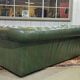 1970s Green Leather 3 Seater Chesterfield Sofa