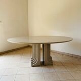 Dining room table in travertine / granite design 60's