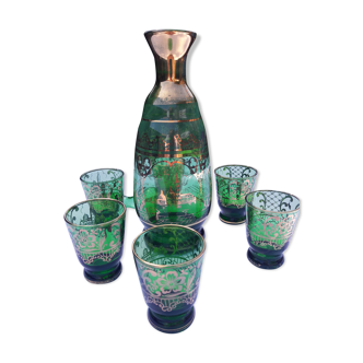 Liquor set 6 glasses and Murano glass carafe