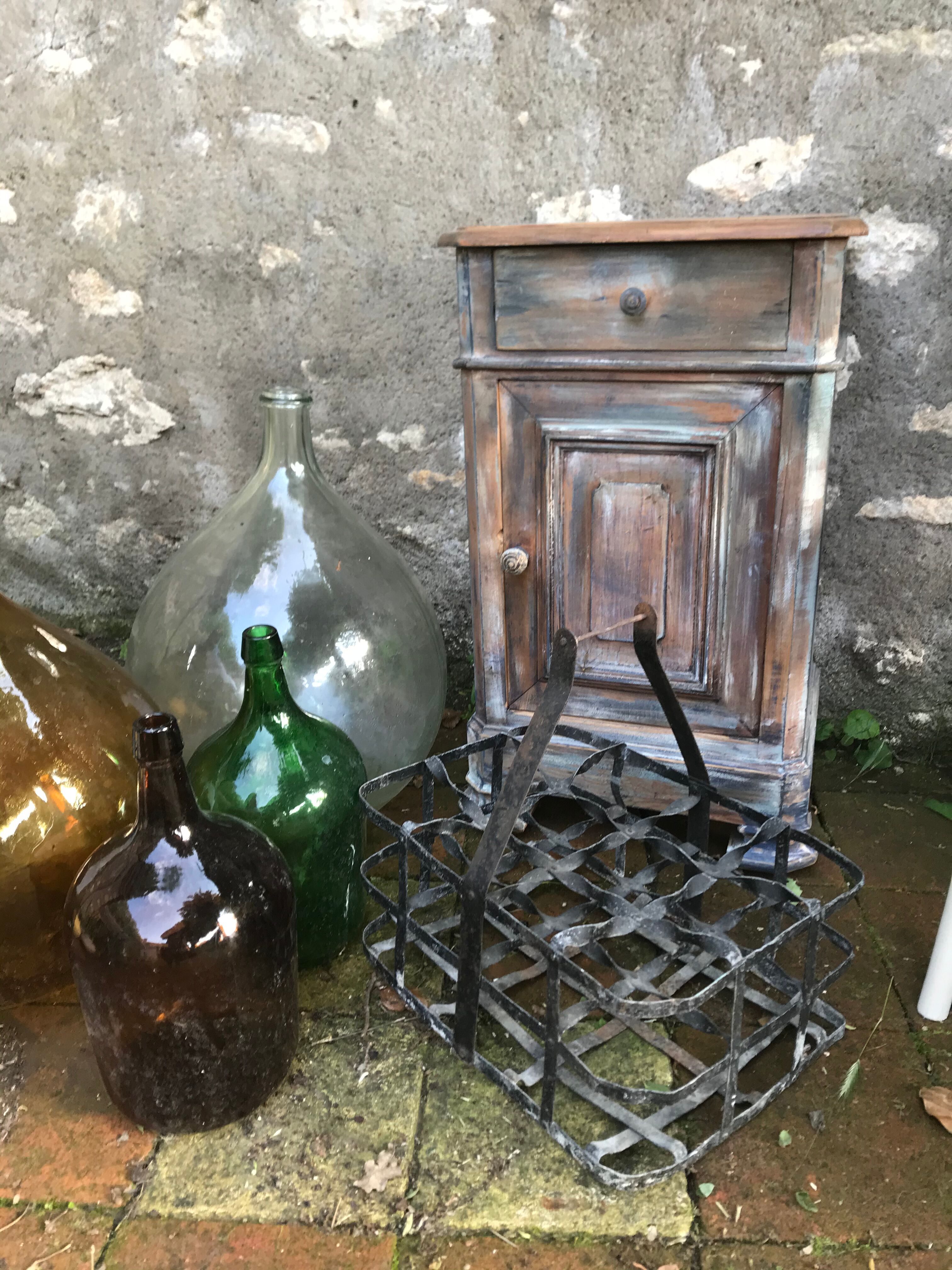 Old grey patinated bedside