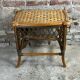 Vintage bamboo and rattan side table braided 1960