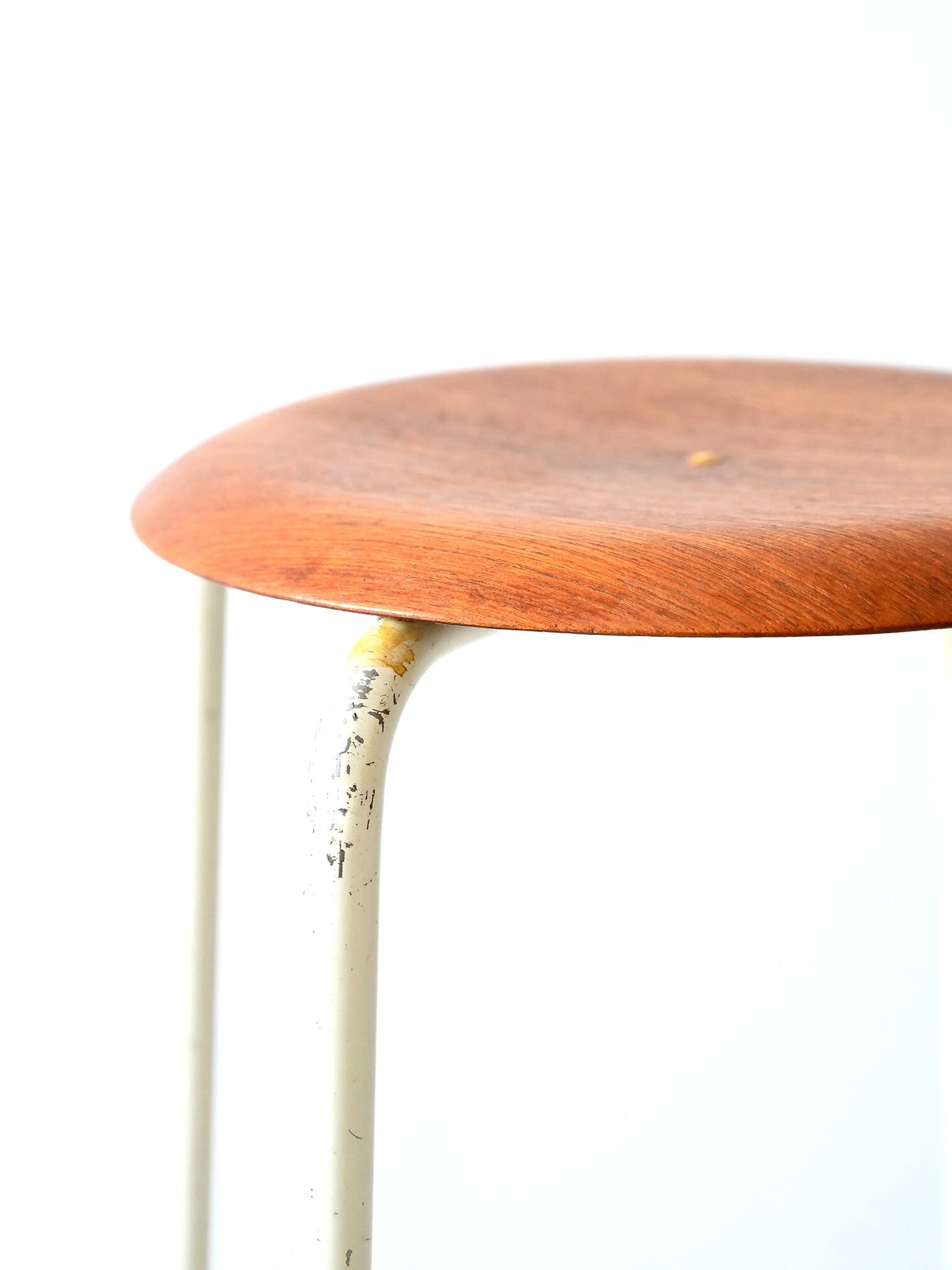 Tabouret scandinave en métal et teck, années 60