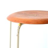 Tabouret scandinave en métal et teck, années 60