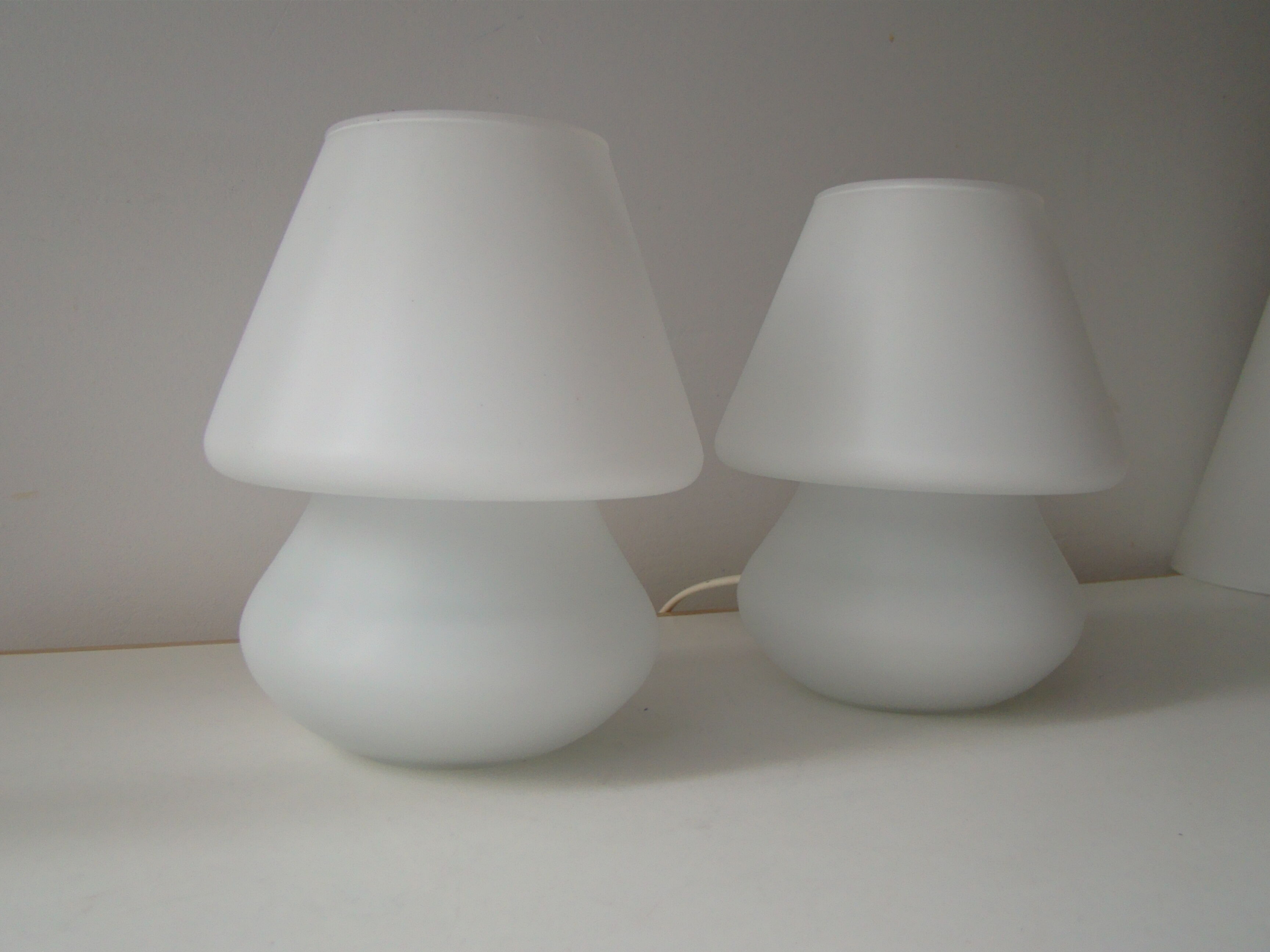 Pair of vintage white SCE lamps