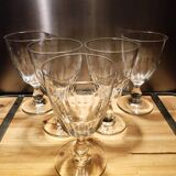 5 antique wine glasses with cut sides