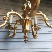 Antique gilded bronze chandelier in Louis XVI style, 5 lights, in working condition.