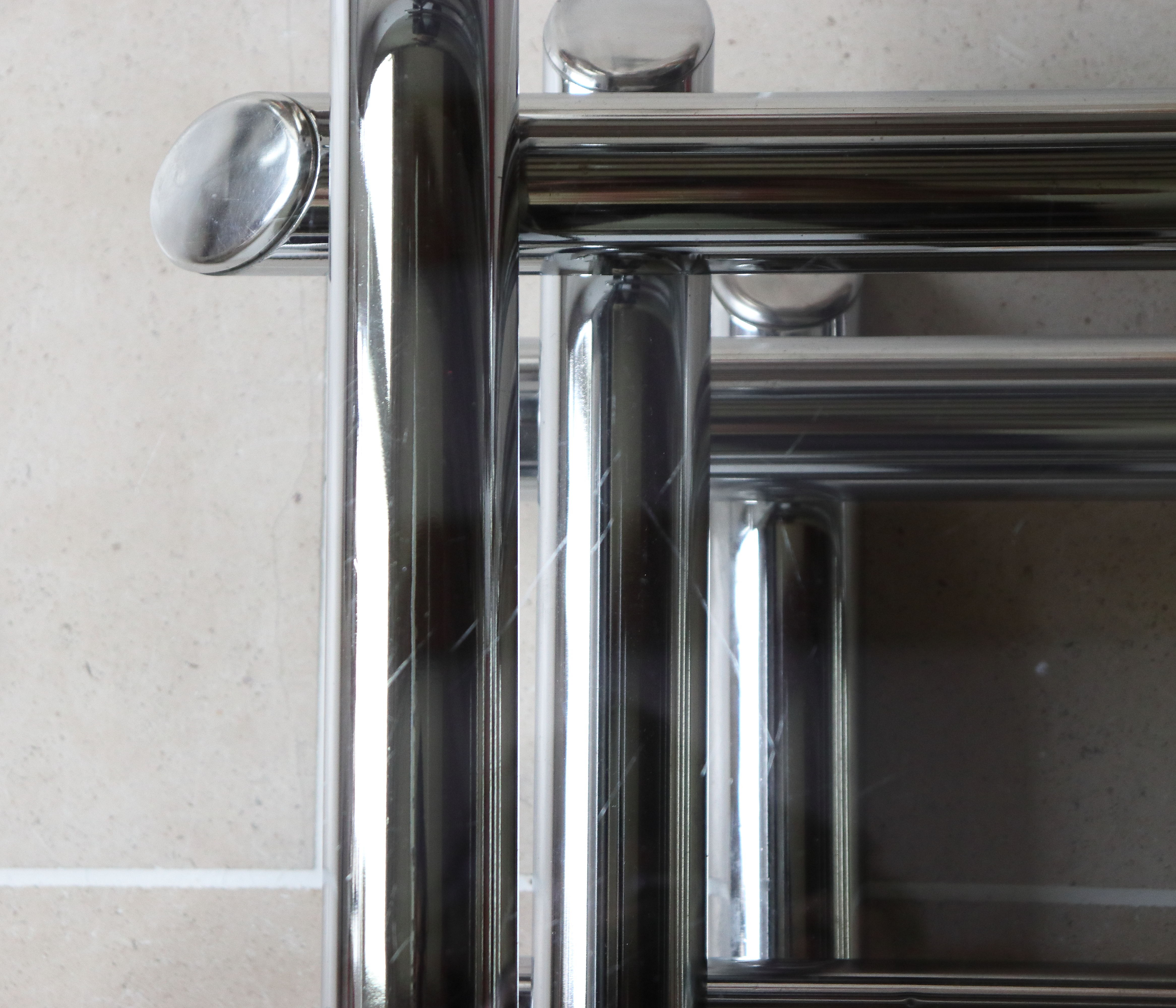 Coffee table in smoked glass and chrome tubular metal, 70s