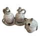 Salt, pepper, and mustard set in stoneware