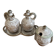 Salt, pepper, and mustard set in stoneware