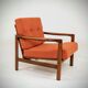Modern long chair terracotta bouclé