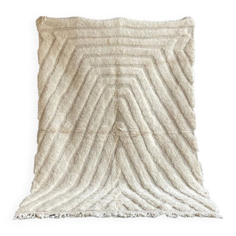 large white Moroccan wool rug Beni Ourain 165x250 cm