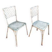 2 chaises bistrot vintage en métal d'aluminium