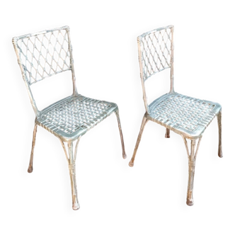 2 chaises bistrot vintage en métal d'aluminium